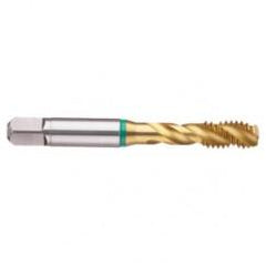 2-56 2B 3-Flute Cobalt Green Ring Semi-Bottoming 40 degree Spiral Flute Tap-TiN - All Tool & Supply