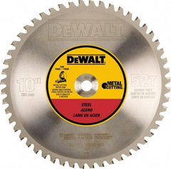 DeWALT - 10" Diam, 5/8" Arbor Hole Diam, 52 Tooth Wet & Dry Cut Saw Blade - Steel, Crosscutting Action, Standard Round Arbor - All Tool & Supply