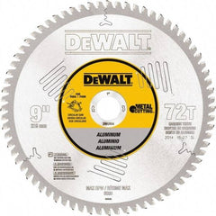 DeWALT - 9" Diam, 1" Arbor Hole Diam, 72 Tooth Wet & Dry Cut Saw Blade - Steel, Crosscutting Action, Standard Round Arbor - All Tool & Supply