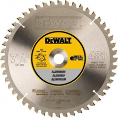 DeWALT - 7-1/4" Diam, 5/8" Arbor Hole Diam, 48 Tooth Wet & Dry Cut Saw Blade - Steel, Crosscutting Action, Standard Round Arbor - All Tool & Supply