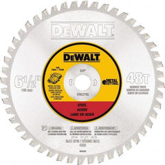 DeWALT - 6-1/2" Diam, 5/8" Arbor Hole Diam, 48 Tooth Wet & Dry Cut Saw Blade - Steel, Crosscutting Action, Standard Round Arbor - All Tool & Supply