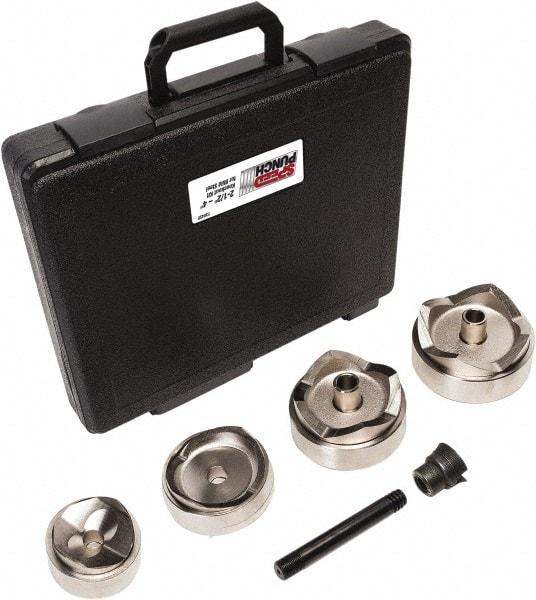 Greenlee - 7 Piece, 2.914 to 4.544" Punch Hole Diam, Power Knockout Set - Round Punch, 10 Gage Mild Steel - All Tool & Supply