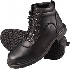 Genuine Grip - Unisex Size 13 Medium Width Steel Work Boot - Black, Leather Upper, Rubber Outsole, 6" High, Dielectric, Non-Slip - All Tool & Supply