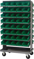 Quantum Storage - 80 Bin Sloping Shelf - 36 Inch Overall Width x 24 Inch Overall Depth x 66 Inch Overall Height, Green Polypropylene Bins - All Tool & Supply