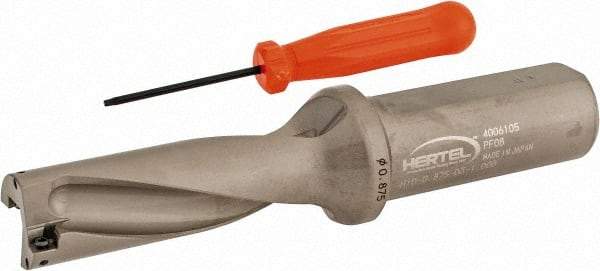 Hertel - 2-5/8" Max Drill Depth, 3xD, 7/8" Diam, Indexable Insert Drill - 2 Inserts, 1" Shank Diam, Straight Shank - All Tool & Supply