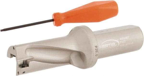 Hertel - 1-31/32" Max Drill Depth, 2xD, 63/64" Diam, Indexable Insert Drill - 2 Inserts, 63/64" Shank Diam, Straight Shank - All Tool & Supply