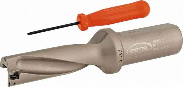 Hertel - 2.4803" Max Drill Depth, 3xD, 0.8268" Diam, Indexable Insert Drill - 2 Inserts, 63/64" Shank Diam, Straight Shank - All Tool & Supply