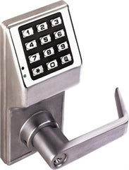 Alarm Lock - Combination Entry Lever Lockset with Key Override - 2-3/4" Back Set, Steel, Brushed Chrome Finish - All Tool & Supply