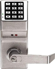 Alarm Lock - Combination Entry Lever Lockset with Key Override - 2-3/4" Back Set, 6 or 7 Pin Length Best & Compatible Cylinder (Core Not Included), Steel, Brushed Chrome Finish - All Tool & Supply