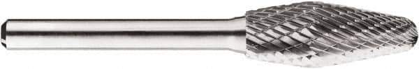 SGS Pro - 1/2" Cut Diam, 1/4" Shank Diam, Taper Head Double Cut Burr - Carbide, Radius End, 1-1/4" LOC, 1-1/4" OAL - All Tool & Supply