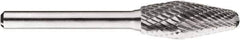 SGS Pro - 1/2" Cut Diam, 1/4" Shank Diam, Taper Head Double Cut Burr - Carbide, Radius End, 1-1/4" LOC, 1-1/4" OAL - All Tool & Supply