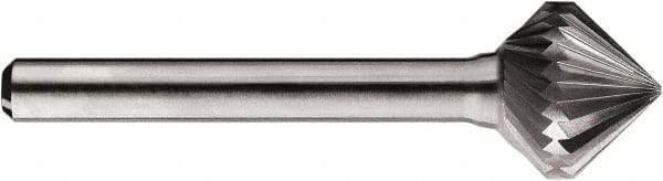 SGS Pro - 5/8" Cut Diam, 1/4" Shank Diam, Cone Head Single Cut Burr - Carbide, Point End, 5/8" LOC, 5/8" OAL - All Tool & Supply