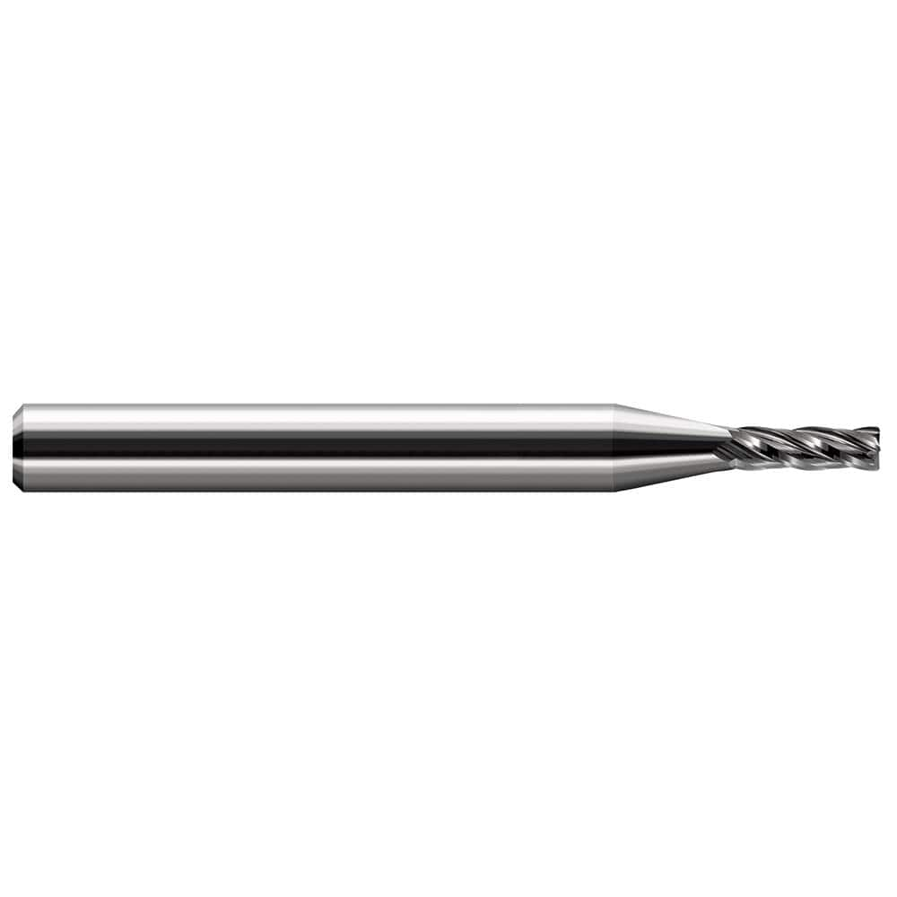 Corner Radius End Mill: 0.093″ Dia, 0.279″ LOC, 0.02″ Radius, 3 Flutes, Solid Carbide 1-1/2″ OAL, 1/8″ Shank Dia, 30 ° Helix, Bright/Uncoated, Corner Radius End