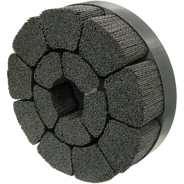 Weiler - 8" 120 Grit Ceramic Crimped Disc Brush - Fine Grade, Drive Arbor Connector, 1-1/2" Trim Length, 1-1/4" Arbor Hole - All Tool & Supply