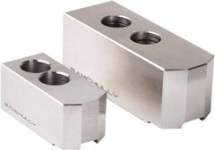 Samchully - 304mm Max Chuck Capacity, 1.5mm x 60° Serrated Interface, Square Soft Lathe Chuck Jaw - 3 Jaw, Steel, 30mm Btw Mount Hole Ctrs, 129mm Long, 50mm Wide, 50mm High, 18mm Groove, M14mm Fastener - All Tool & Supply