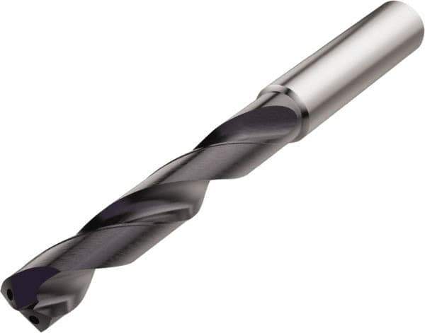 Seco - 6.2mm 140° Solid Carbide Jobber Drill - TiAlN Finish, Right Hand Cut, Spiral Flute, Straight Shank, 91mm OAL, Cone Relief Point - All Tool & Supply