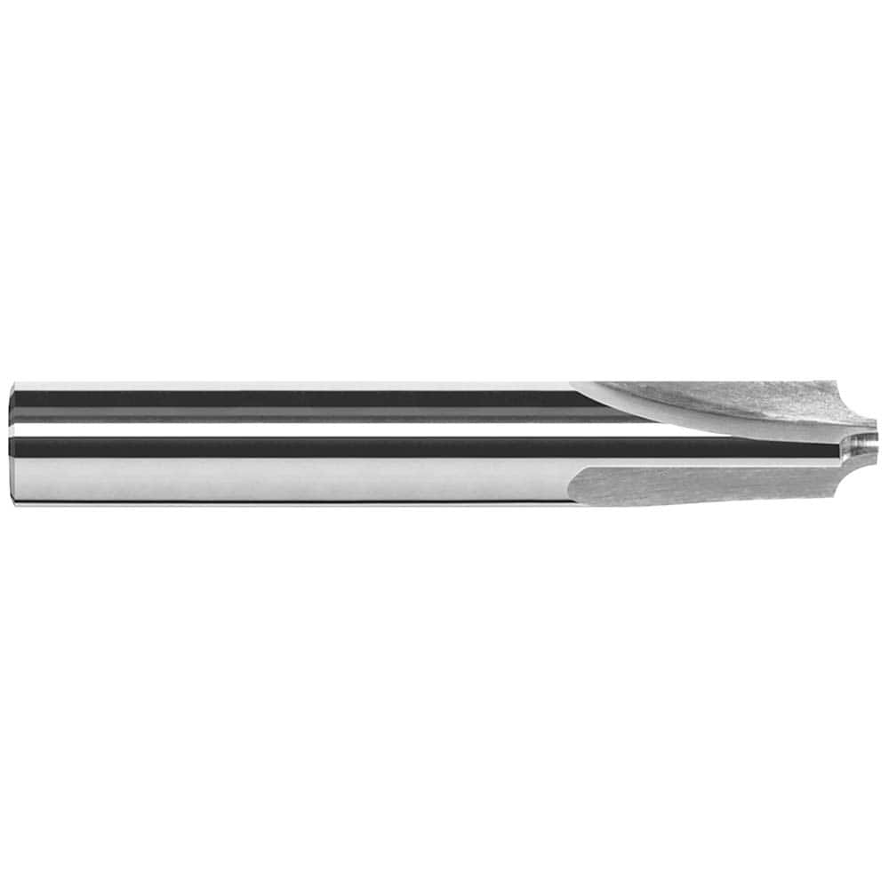 Corner Rounding End Mill: 0.02″ Radius, 0.125″ Diam, 3 Flutes, Solid Carbide 1.5″ OAL, 1″ Shank Dia, Bright/Uncoated, Single End