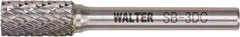 WALTER Surface Technologies - 3/8" Cut Diam, 1/4" Shank Diam, Cylinder Head Double Cut Burr - Tungsten Carbide, 3/4" LOC, 3-3/4" OAL - All Tool & Supply