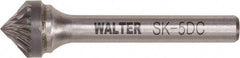 WALTER Surface Technologies - 1/2" Cut Diam, 1/4" Shank Diam, Cone Head Double Cut Burr - Tungsten Carbide, 1/4" LOC, 4-1/4" OAL - All Tool & Supply