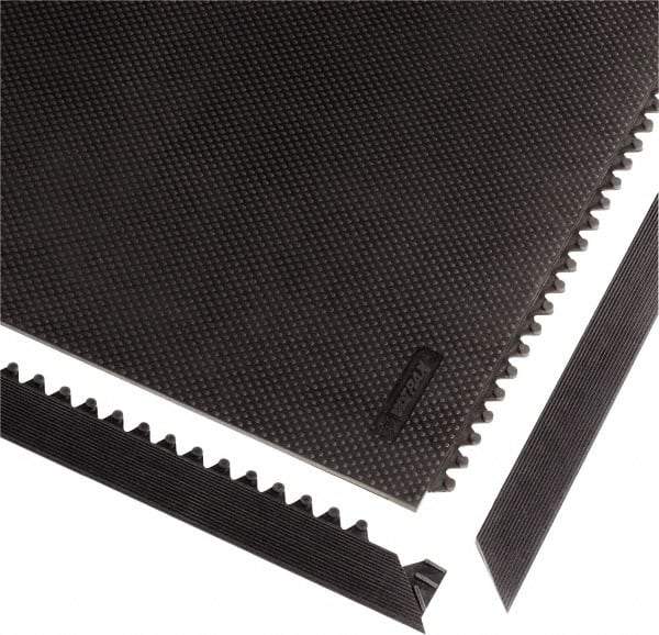 Notrax - 3' Long x 2" Wide x 1/2" Thick, Anti-Fatigue Modular Matting Tiles - Female, 4 Interlocking Sides, Black, For Dry Areas, Series 041 - All Tool & Supply