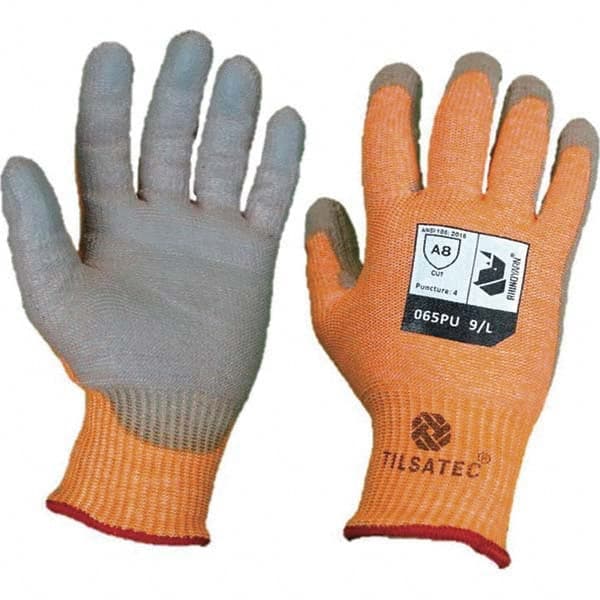 Tilsatec - Size L (9), ANSI Cut Lvl A8, Puncture Lvl 4, Abrasion Lvl 4, Polyurethane Coated Cut & Puncture Resistant Gloves - All Tool & Supply