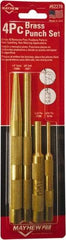 Mayhew - 4 Piece, 3/16 to 3/8", Assorted Brass Punch Kit - Round Shank, Brass, Comes in Carded - All Tool & Supply