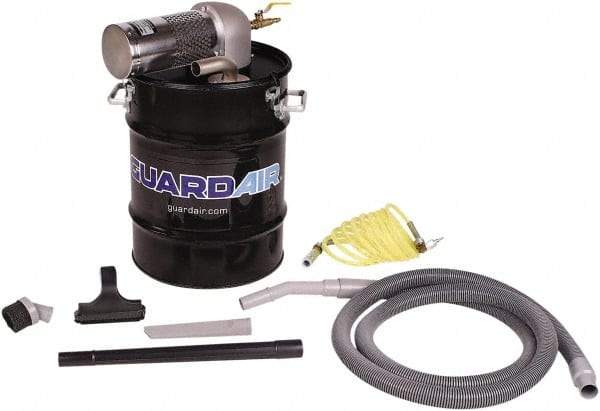 Guardair - 10 Gal Steel Tank, Air Powered Wet/Dry Vacuum - 5 Peak hp, 10' Hose Fitting, Cordless, Cartridge Filter - All Tool & Supply