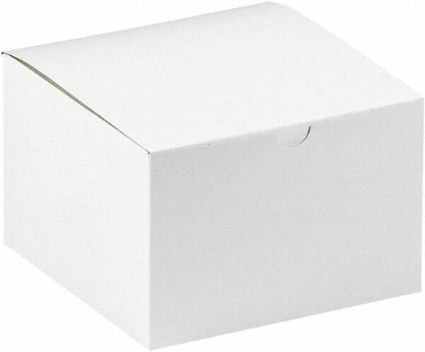 Made in USA - 6" Wide x 6" Long x 4" High Rectangle Chipboard Box - 1 Wall, White - All Tool & Supply