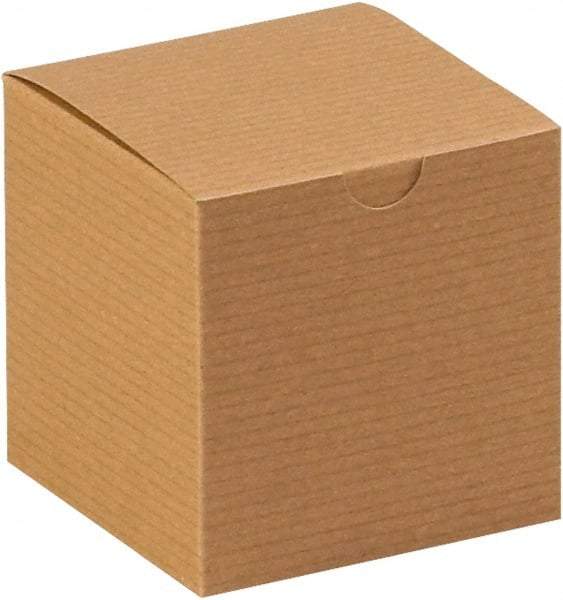 Made in USA - 4" Wide x 4" Long x 4" High Square Chipboard Box - 1 Wall, Kraft (Color) - All Tool & Supply