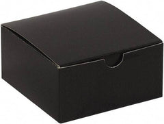 Made in USA - 4" Wide x 4" Long x 2" High Square Chipboard Box - 1 Wall, Black Gloss - All Tool & Supply