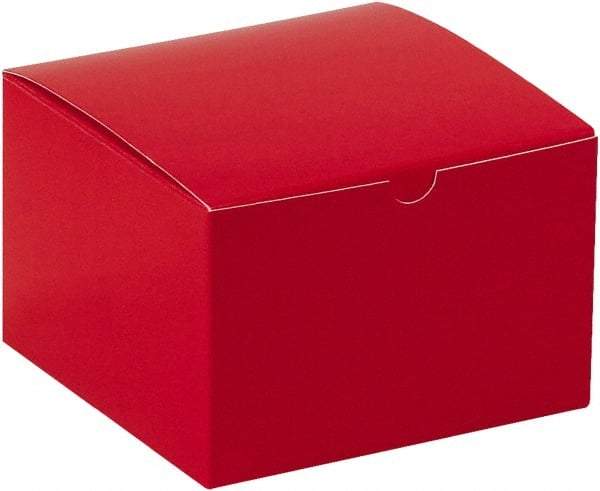 Made in USA - 6" Wide x 6" Long x 4" High Rectangle Chipboard Box - 1 Wall, Red - All Tool & Supply