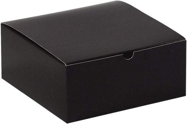 Made in USA - 8" Wide x 8" Long x 3-1/2" High Square Chipboard Box - 1 Wall, Black Gloss - All Tool & Supply