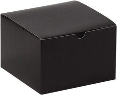 Made in USA - 6" Wide x 6" Long x 4" High Square Chipboard Box - 1 Wall, Black Gloss - All Tool & Supply