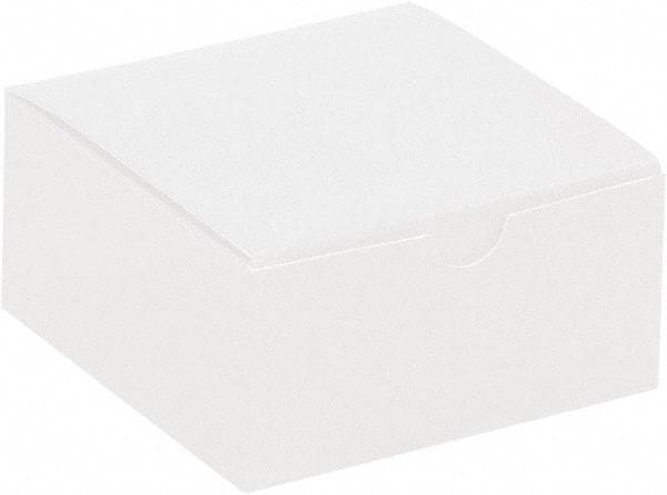 Made in USA - 4" Wide x 4" Long x 2" High Rectangle Chipboard Box - 1 Wall, White - All Tool & Supply