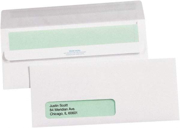 Made in USA - 9-1/2" Long x 4-1/8" Wide Self Seal Plain White Envelope with Window - White - All Tool & Supply