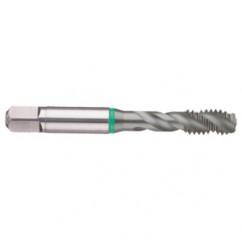 M10x1.5 6H 3-Flute Cobalt Green Ring Semi-Bottoming 40 degree Spiral Flute Tap-TiCN - All Tool & Supply