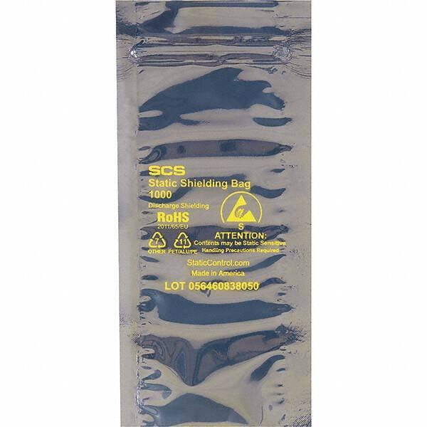 Made in USA - 8" Long x 4" Wide, 3.1 mil Thick, Self Seal Static Shield Bag - Transparent, Metal-In, Standard Grade - All Tool & Supply