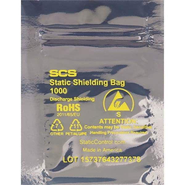 Made in USA - 20" Long x 15" Wide, 3.1 mil Thick, Self Seal Static Shield Bag - Transparent, Metal-In, Standard Grade - All Tool & Supply