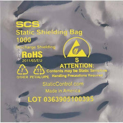 Made in USA - 3" Long x 2" Wide, 3.1 mil Thick, Open Top Static Shield Bag - Transparent, Metal-In, Standard Grade - All Tool & Supply