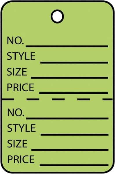 Made in USA - 1-3/4" High x 2-7/8" Long, General Information, English Safety & Facility Retail Tag - Green Cardstock - All Tool & Supply