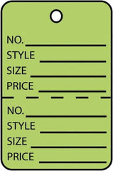 Made in USA - 1-3/4" High x 2-7/8" Long, General Information, English Safety & Facility Retail Tag - Green Cardstock - All Tool & Supply