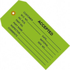 Made in USA - 4-3/4" High x 2-3/8" Long, ACCEPTED, English Safety & Facility Inspection Tag - Green Cardstock - All Tool & Supply