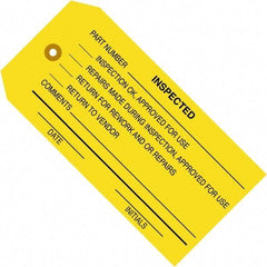 Made in USA - 4-3/4" High x 2-3/8" Long, Inspected, English Safety & Facility Inspection Tag - Yellow Cardstock - All Tool & Supply