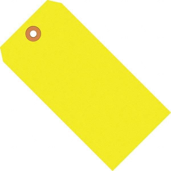 Made in USA - 5-3/4" High x 2-7/8" Long, Safety & Facility Blank Tag - Fluorescent Yellow Cardstock - All Tool & Supply