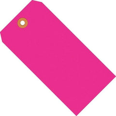 Made in USA - 4-1/4" High x 2-1/8" Long, Safety & Facility Blank Tag - Fluorescent Pink Cardstock - All Tool & Supply