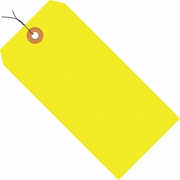 Made in USA - 5-3/4" High x 2-7/8" Long, Safety & Facility Blank Tag - Fluorescent Yellow Cardstock - All Tool & Supply