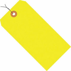 Made in USA - 5-3/4" High x 2-7/8" Long, Safety & Facility Blank Tag - Fluorescent Yellow Cardstock - All Tool & Supply