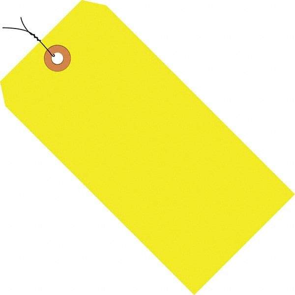 Made in USA - 2-3/4" High x 1-3/8" Long, Safety & Facility Blank Tag - Fluorescent Yellow Cardstock - All Tool & Supply