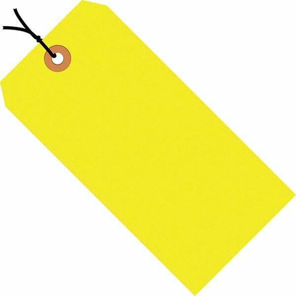 Made in USA - 5-3/4" High x 2-7/8" Long, Safety & Facility Blank Tag - Fluorescent Yellow Cardstock - All Tool & Supply