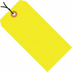 Made in USA - 4-1/4" High x 2-1/8" Long, Safety & Facility Blank Tag - Fluorescent Yellow Cardstock - All Tool & Supply